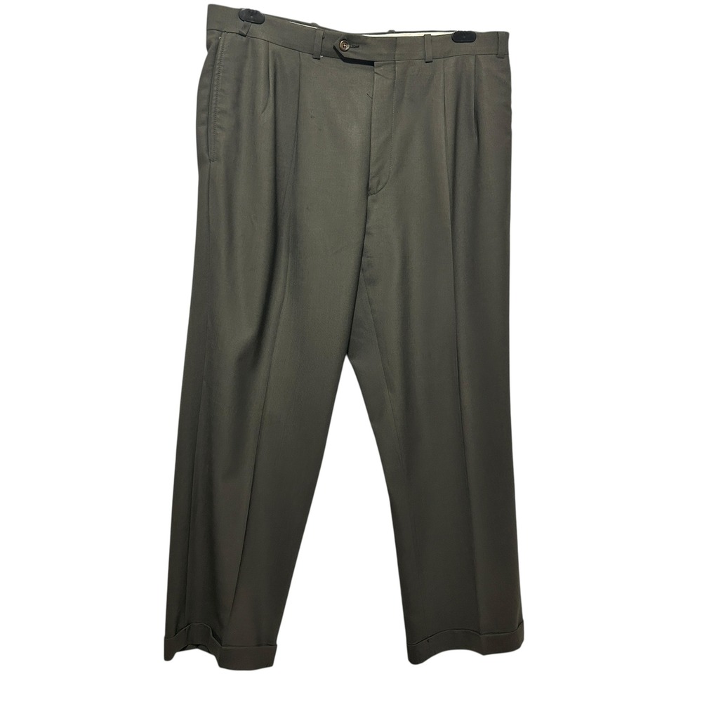 Vintage Ralph Lauren Mens Dress Pants 38x30 Taupe Pleated Cuffed Classic Fit